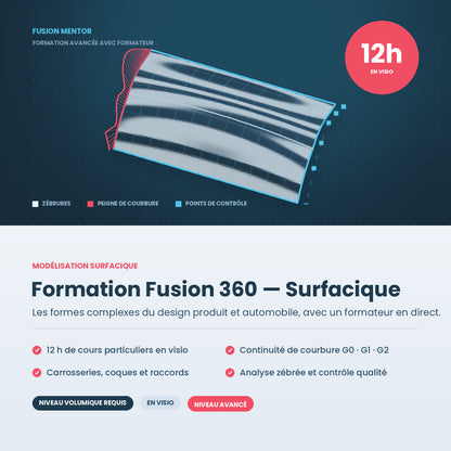 Formation Fusion 360 — Modélisation surfacique | 12 h avec formateur, niveau avancé