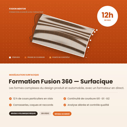 Formation Fusion 360 — Modélisation surfacique | 12 h avec formateur, niveau avancé