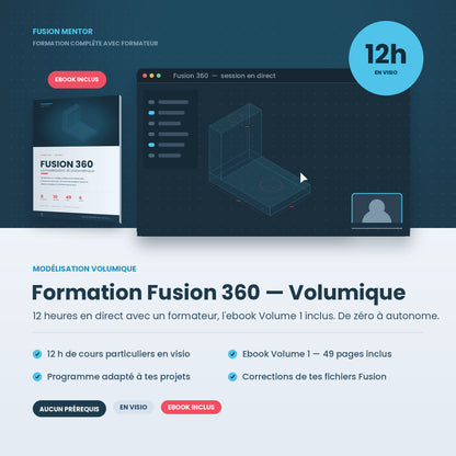Formation Fusion 360 — Modélisation volumique | 12 h avec formateur + ebook inclus