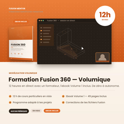 Formation Fusion 360 — Modélisation volumique | 12 h avec formateur + ebook inclus