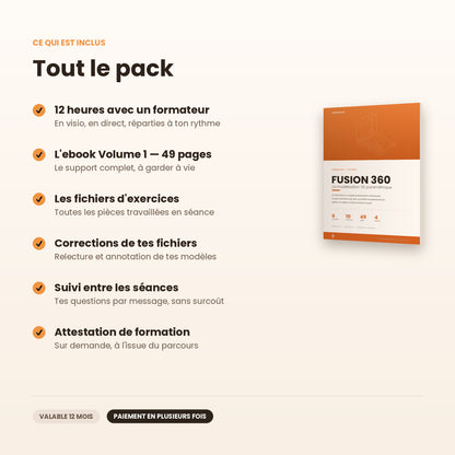Formation Fusion 360 — Modélisation volumique | 12 h avec formateur + ebook inclus